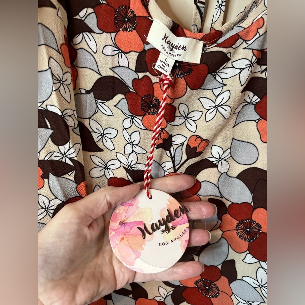 Hayden Cream Orange Floral Mini Shift Dress - Picture 2 of 7